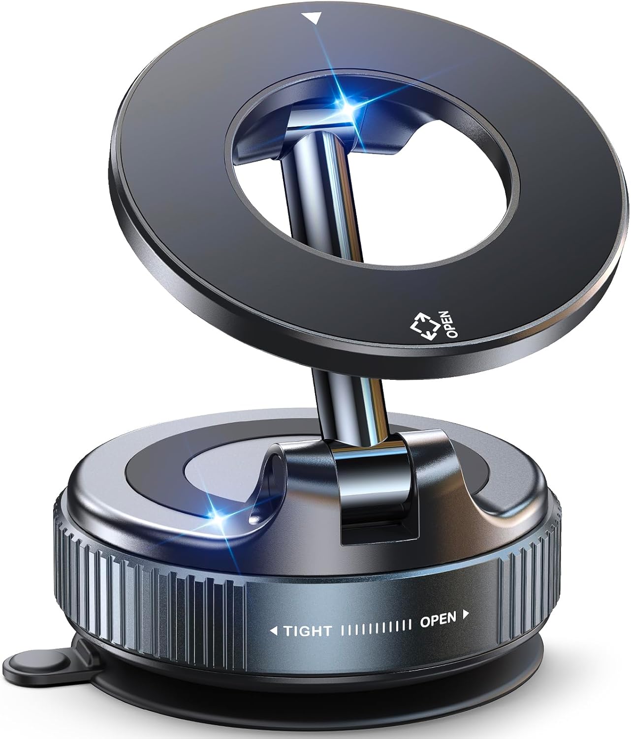 Jononser magnetic car phone holder with 360° adjustable foldable design and twist-lock suction cup for strong dashboard mounting.